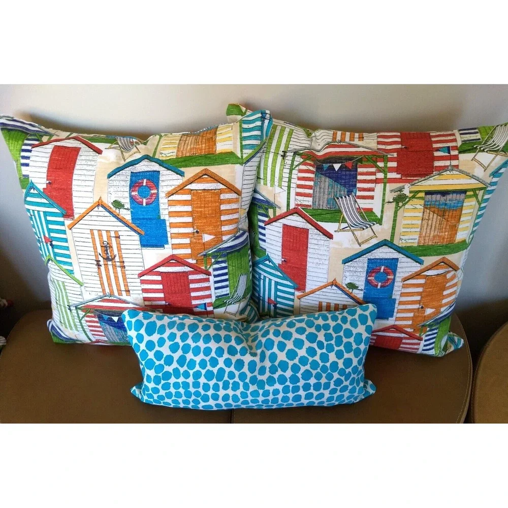 Richloom Solarium 20X20 Zippered Throw Pillow Covers BEACH HUTS In/Outdoor 2 NEW